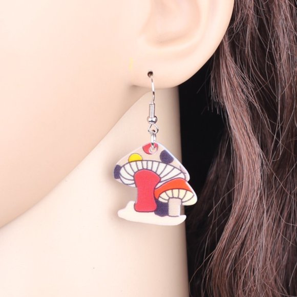 Magic Mushroom Acrylic Psychedelic Plant Earrings - Picture 7 of 7